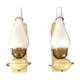 Vintage Italian brass, lacquer and opaline glass sconces from 50s. Set of two