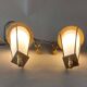 Pair of lantern sconces in gilded brass and opaline 1960.