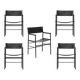 Set of 5 classic bar stools with black leather and rubber backing.