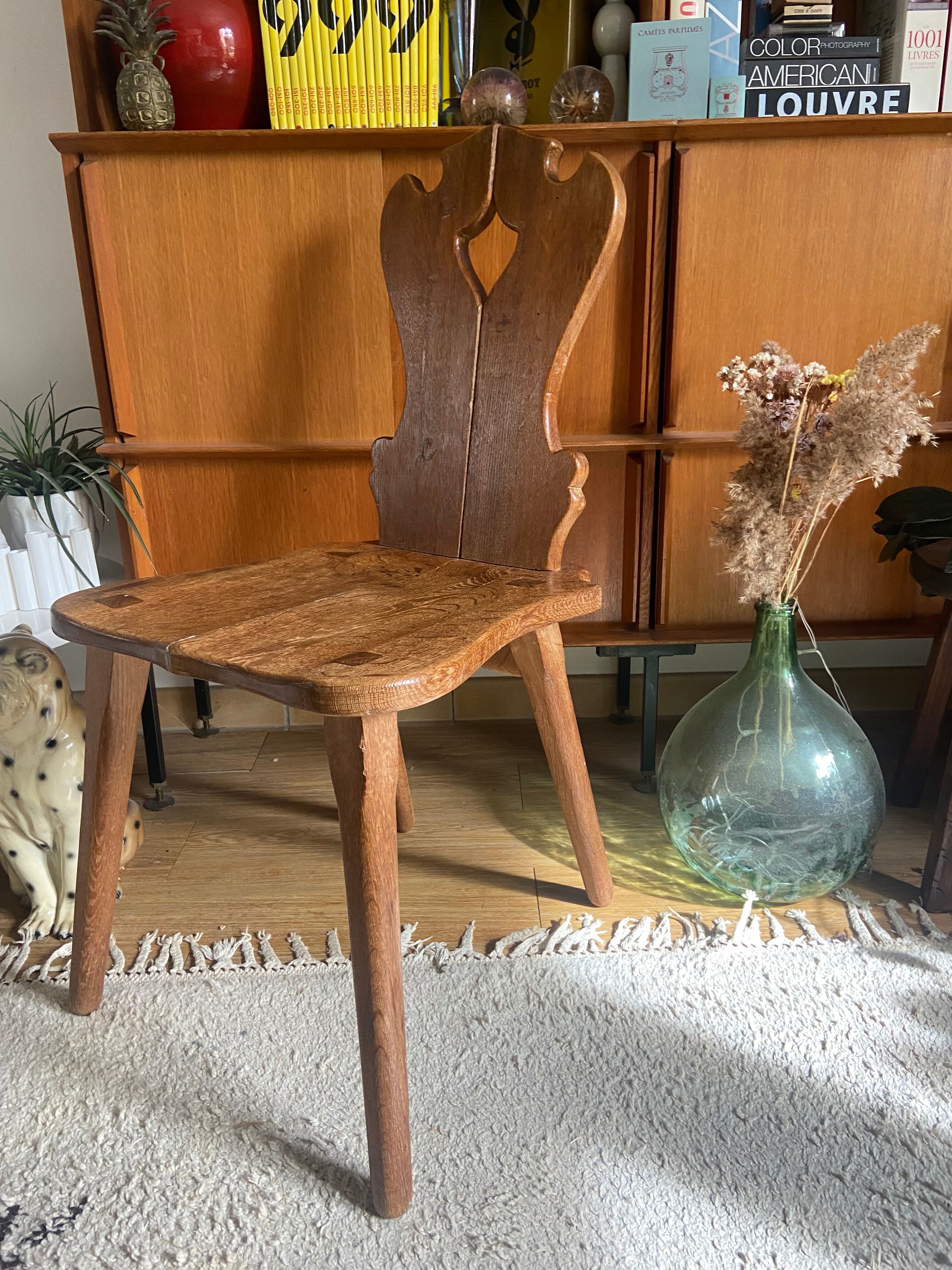 Alpine chair in vintage solid oak