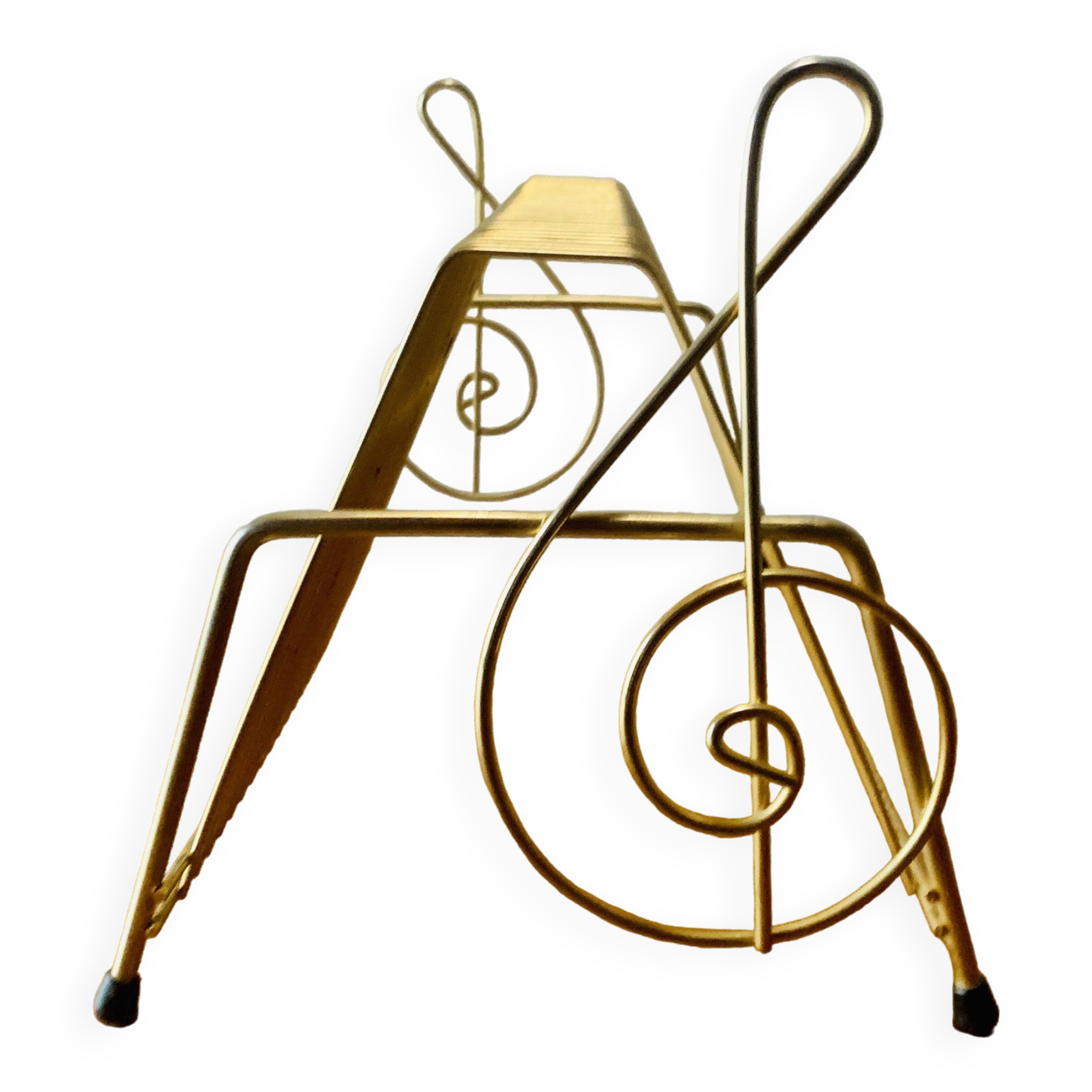 Vintage record holder in gold metal - for 50 vinyls