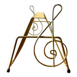 Vintage record holder in gold metal - for 50 vinyls