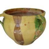 Pot de fleurs ancien en terre cuite émaillée de Castelnaudary, France