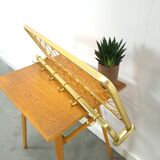 Gold wide wall coat rack with rope vintage