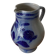 Antique Blue Stoneware Pitcher Deco Flowers 2 Liters Vintage