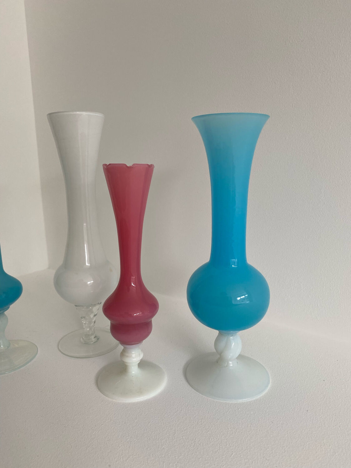 Set of 4 vintage opaline vases