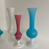 Set of 4 vintage opaline vases