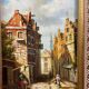 Oil painting on panel German school busy street Germany J. Hausman