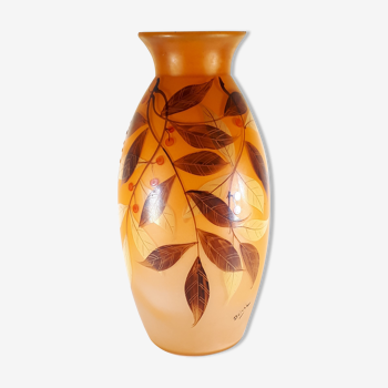 Vase ancien de "belval" en pâte de verre,  h. 30cm