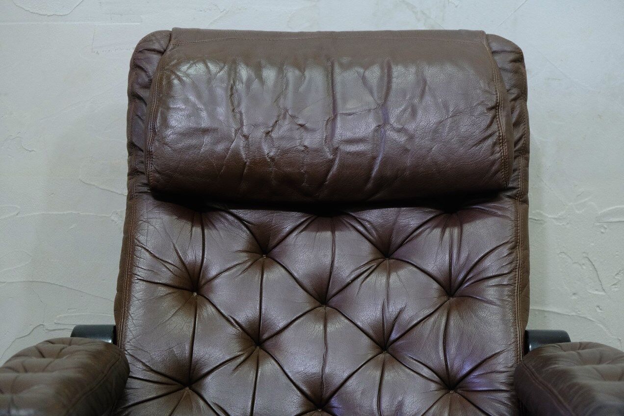 Mid-century Finnish leather lounge chair by Oy BJ Dahlqvist for BD Furniture, 1960s