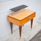 Vintage bedside table, wooden nightstand with shelf, side table, end table, 50's