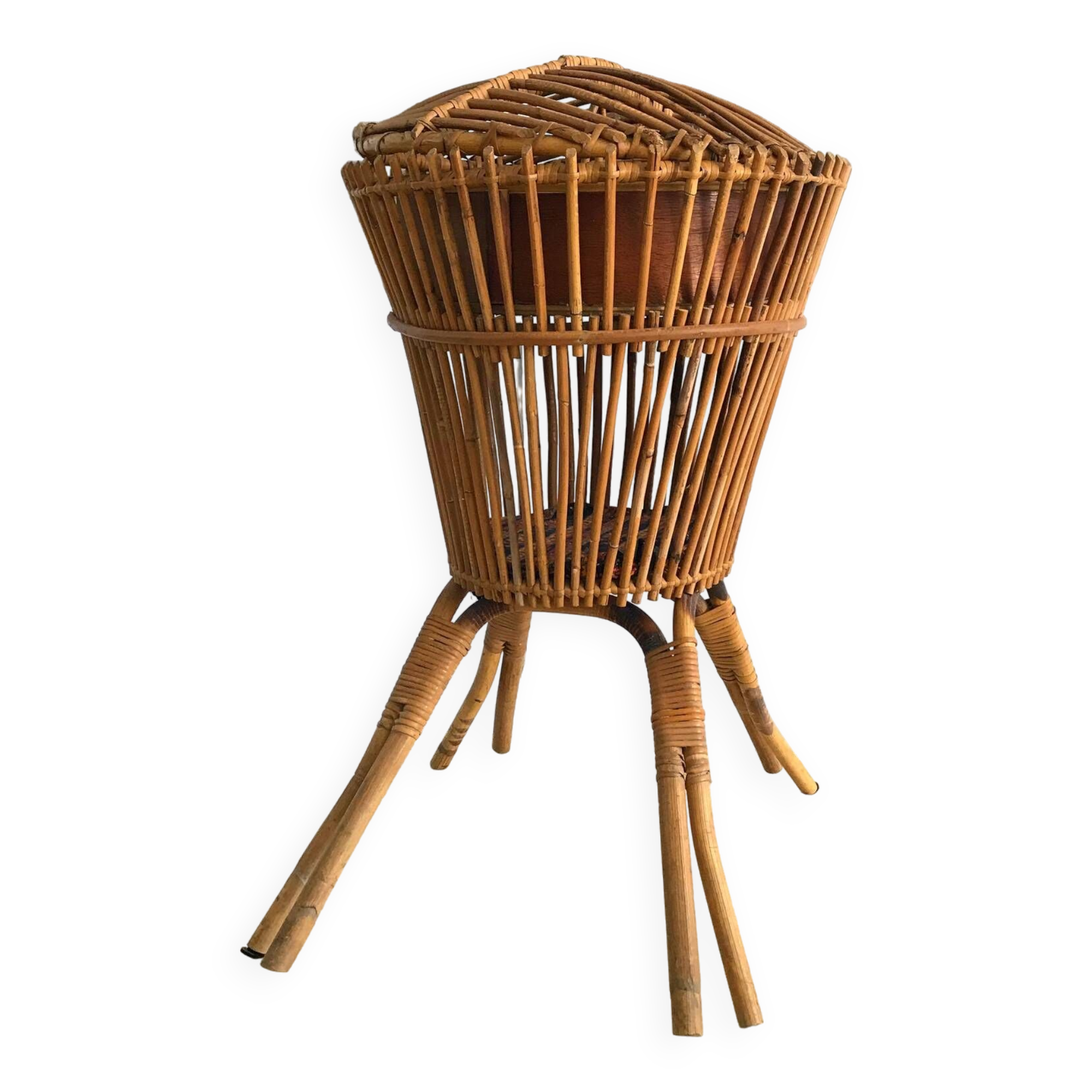 Vintage rattan sewing box from the 60s