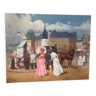 City scene from the Spanish school of the 20th century