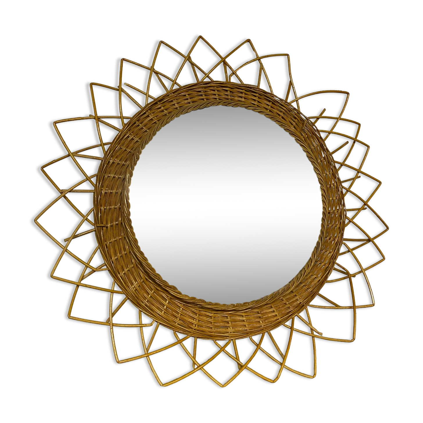 Rattan sun mirror