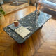 Minimalist design table in black marble Vintage Terrazzo