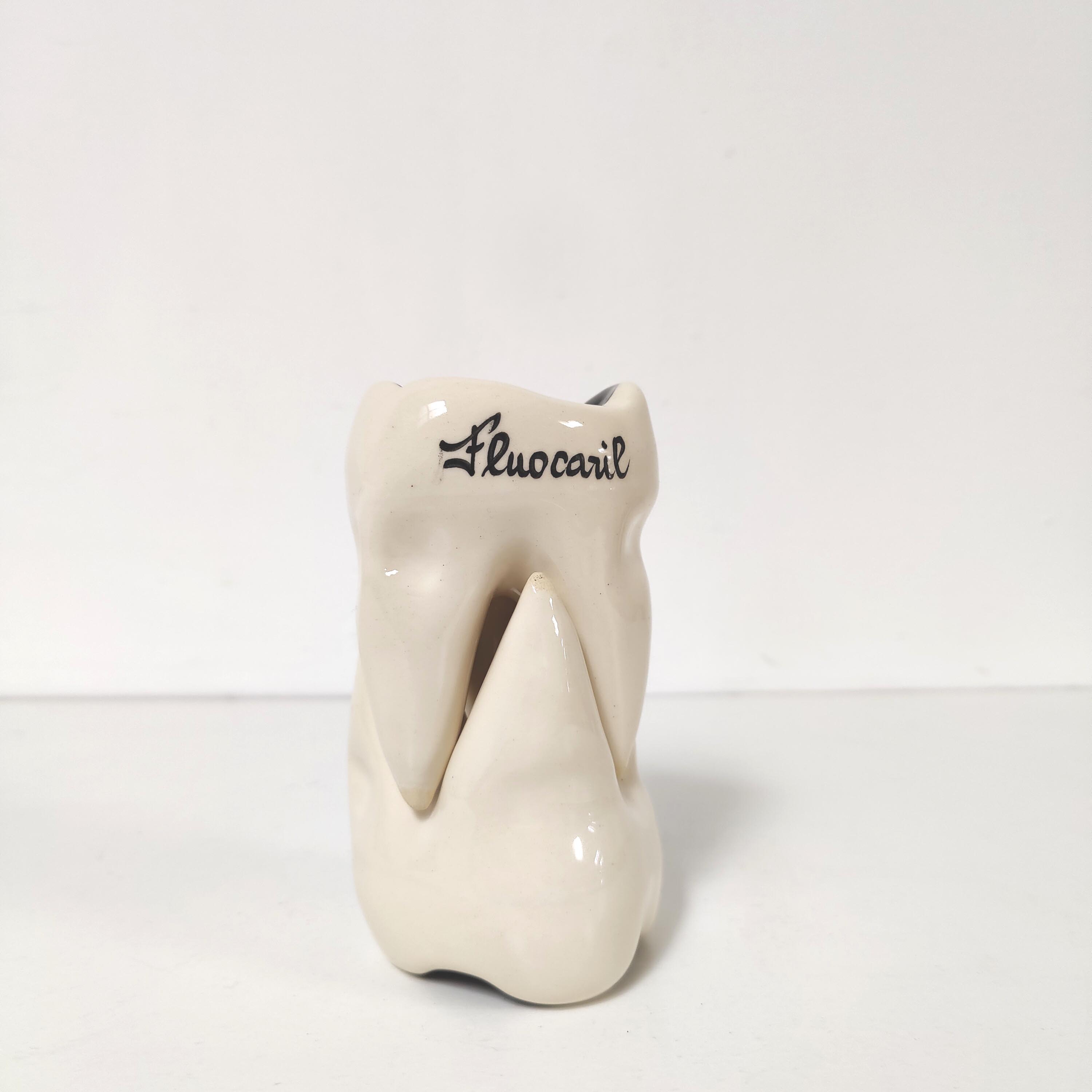 Set of two ceramic Fluocaril advertising ashtrays