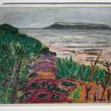 Peinture à l'huile de paysage impressionniste du milieu du XXe siècle signée et encadrée