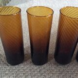 Series of 6 amber glasses