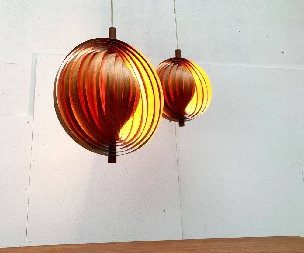 Mid-Century Teak Moon Lamps, 1960s, set of 2