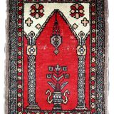Vintage pakistani carpet lahore handmade 46cm x 64cm 1950s, 1c764