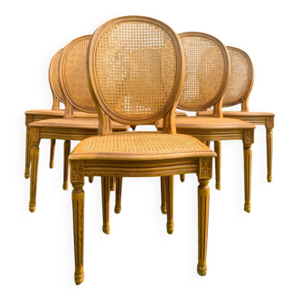 Set of 6 Louis XVI style cane medallion chairs