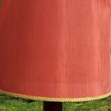 Floor lamp with shelf of the 40s/50s in beech lampshade red fabric