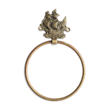Brass hook decorated with a towel boat, 70s