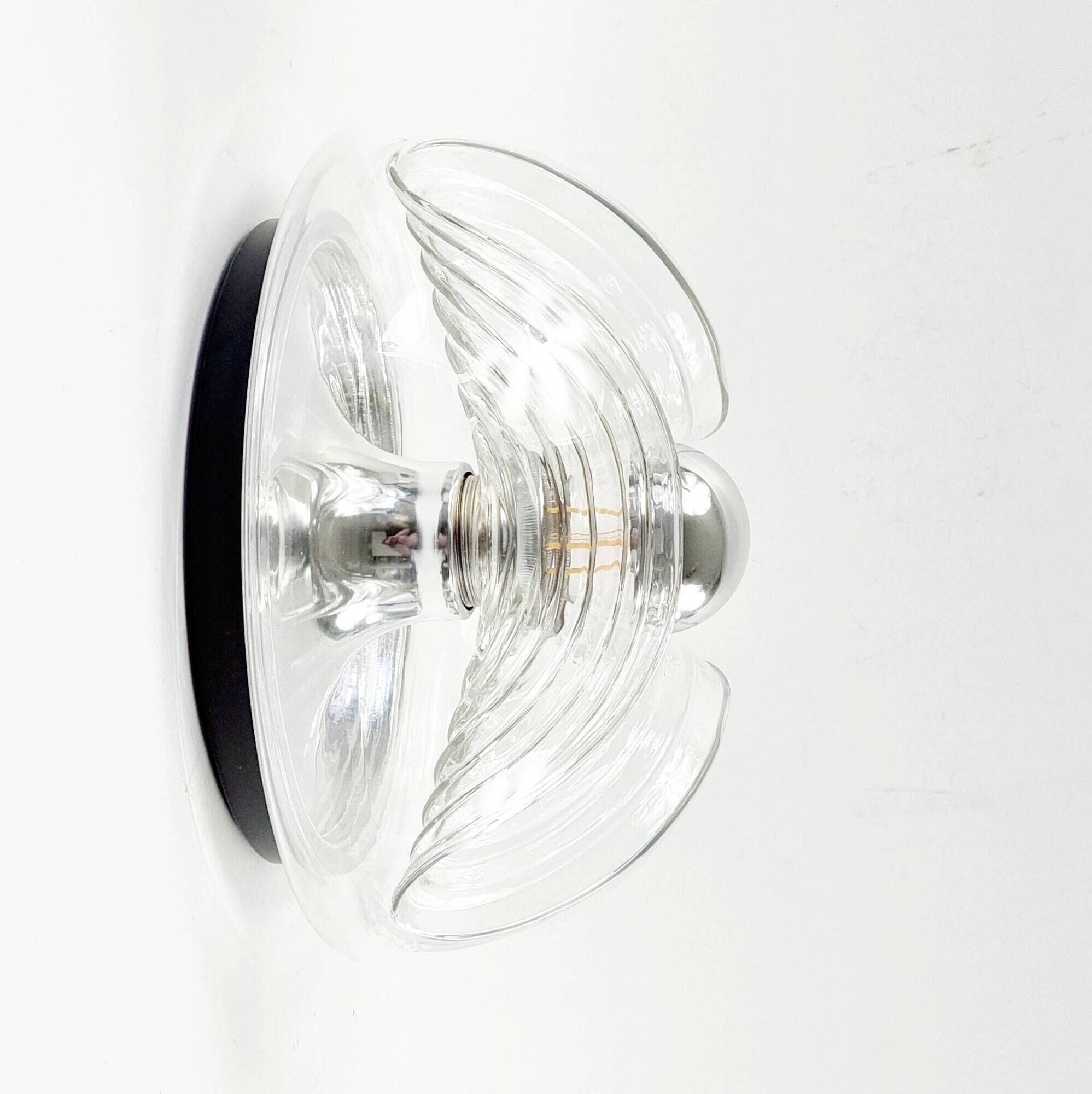 Set of 3 Space Age Glass 'Wave' Wall Lights by Koch & Lowy for P& P, 1970s