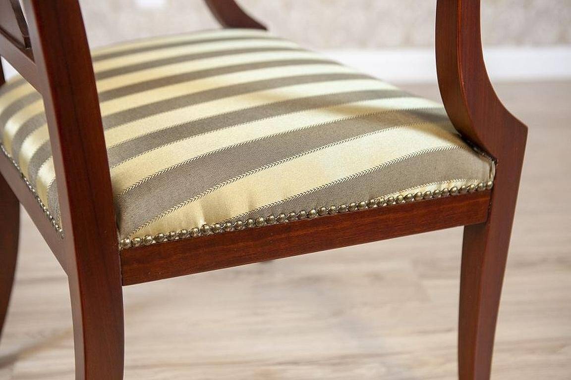 Set of Armchairs in Classicizing Forms in Striped Upholstery, 1990s