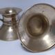 Pair of vintage solid brass hand candlesticks