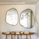 Organic irregular trapezoid mirror minimalist black brass 90x140cm