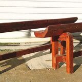 Pair of farm benches, solid wood, brutalist
