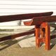 Pair of farm benches, solid wood, brutalist