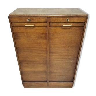 Armoire classeur en chêne à double rideau de 1977 rénovée