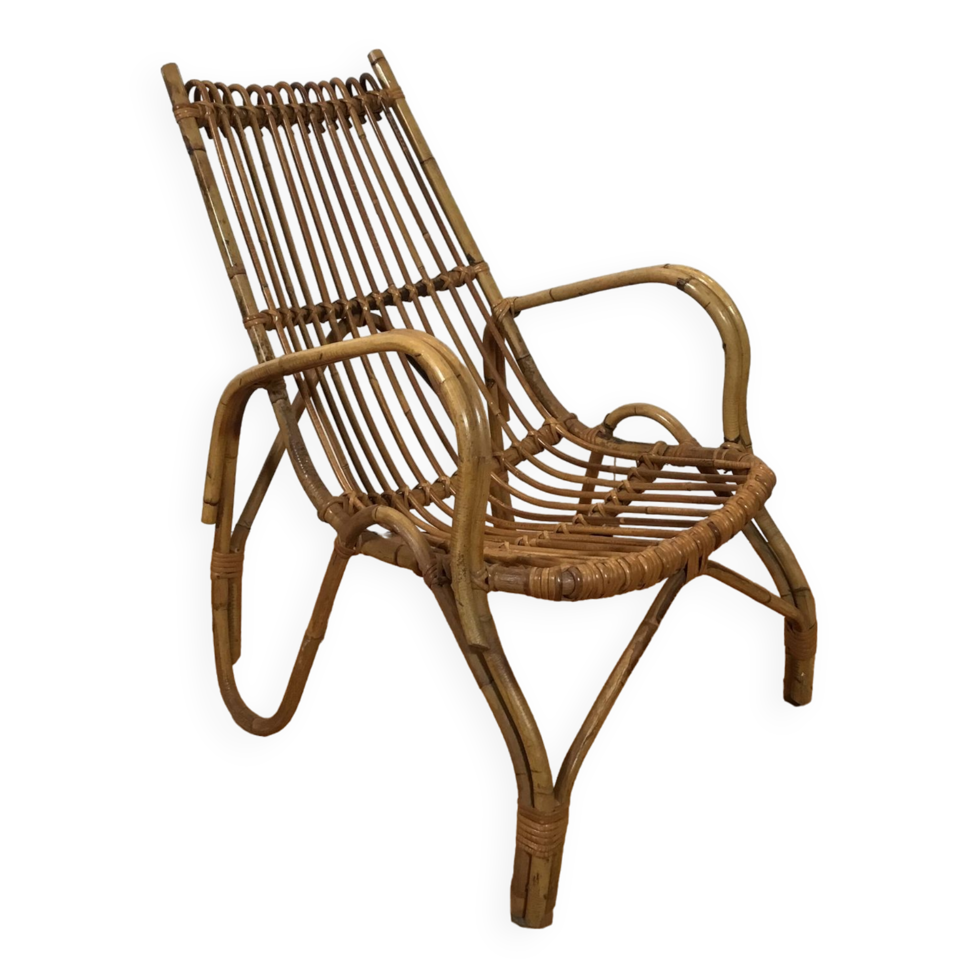 vintage italian rattan lounge chair