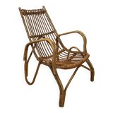 chaise longue italienne vintage en rotin