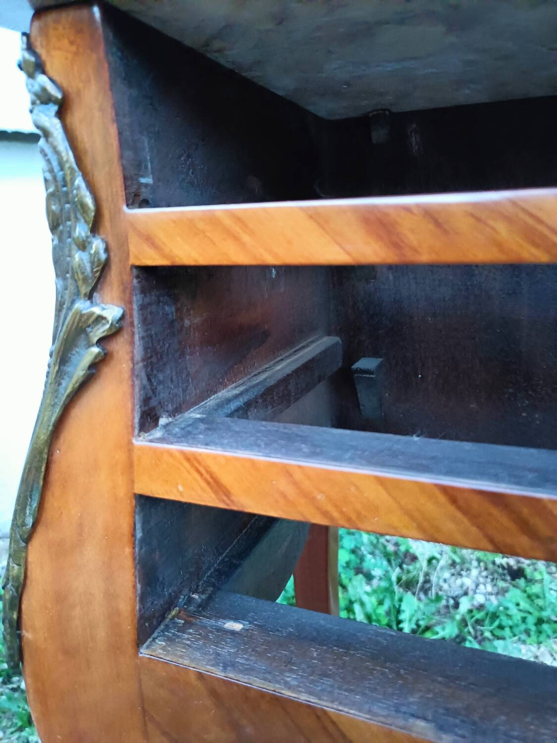 Louis xv style marble top marquetry bedside tables