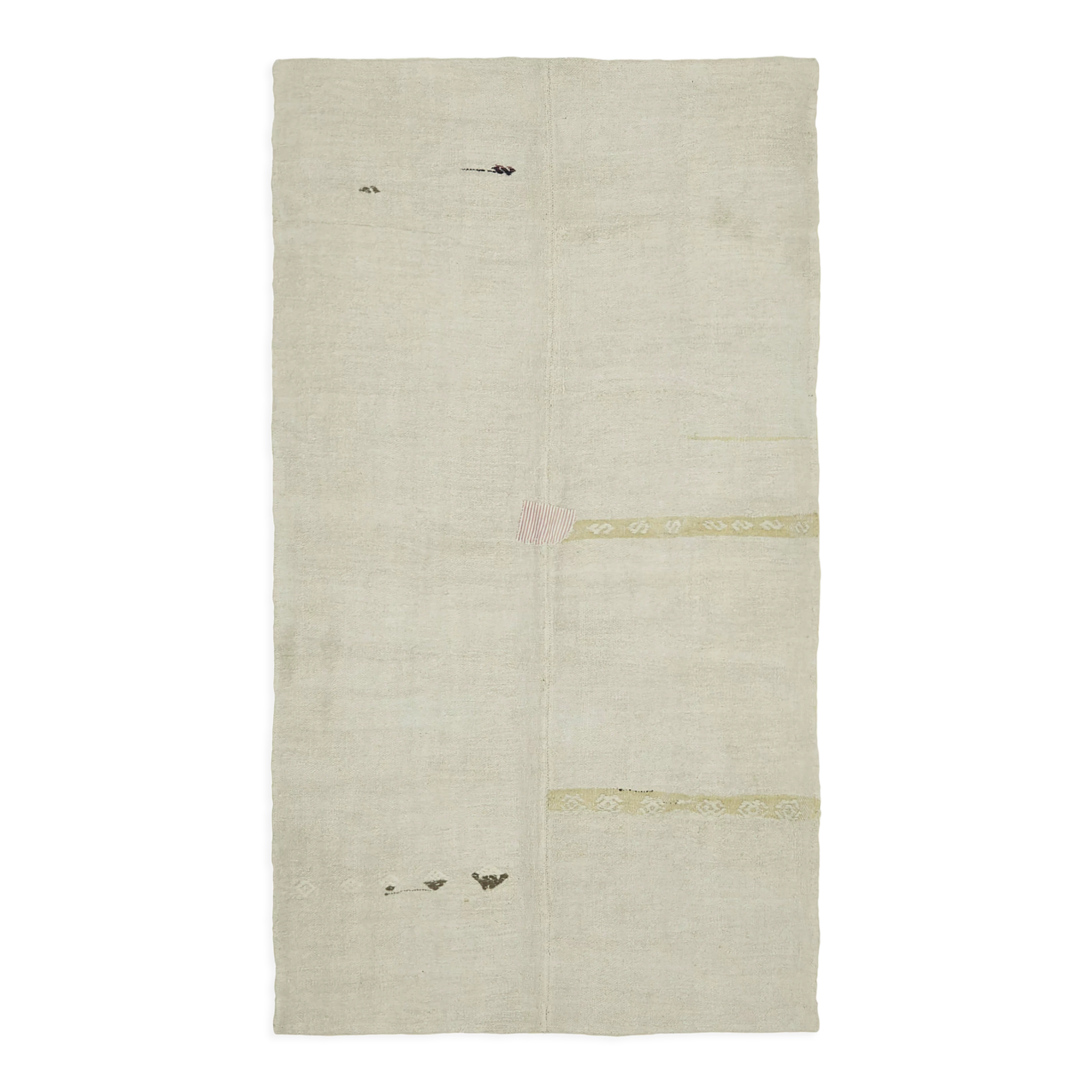 Hand-knotted oriental rustic 1970s 180 cm x 320 cm beige hemp kilim carpet