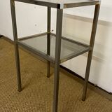 Chrome and smoked glass side table