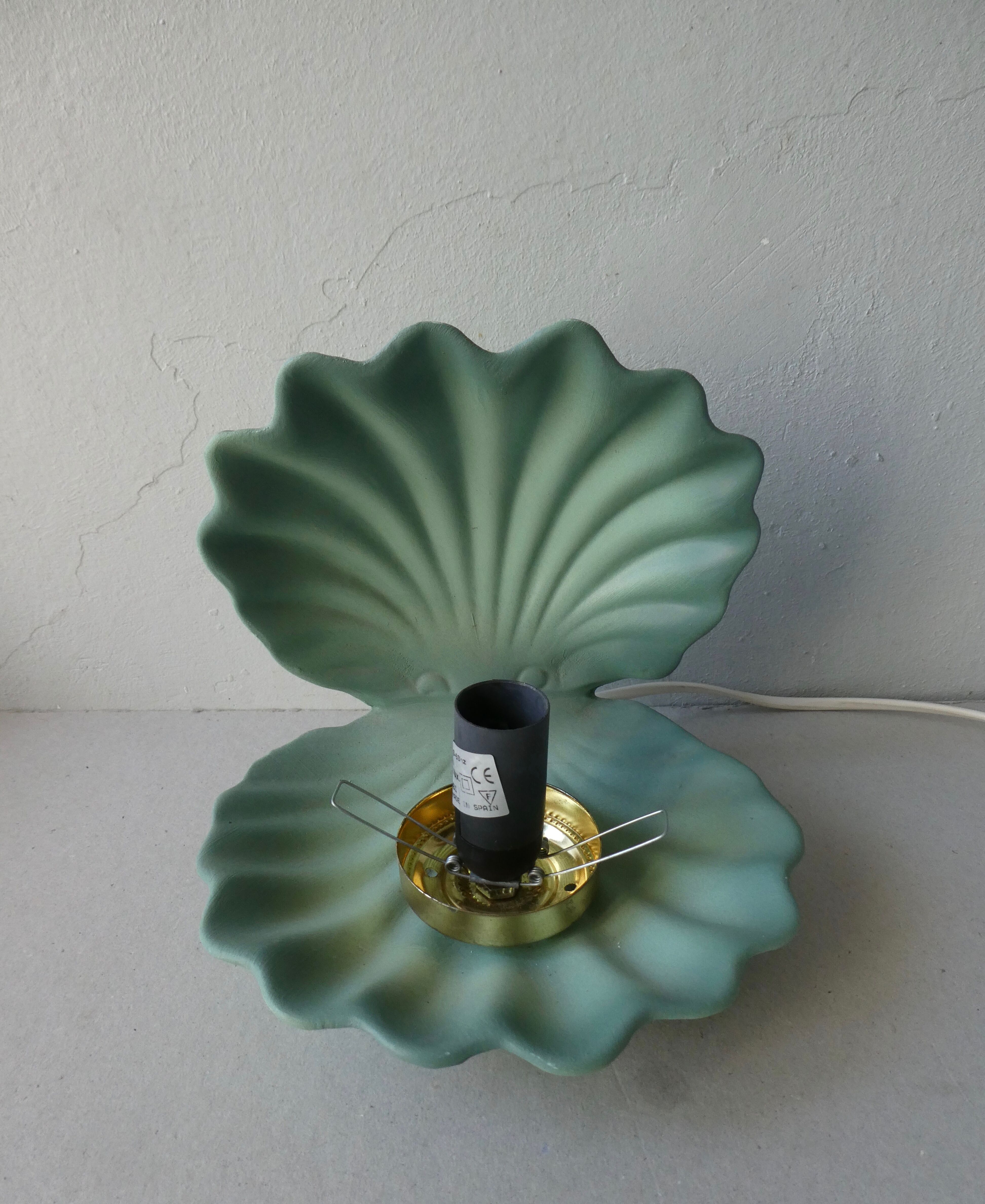 Ceramic shell lamp and opaline, 80s