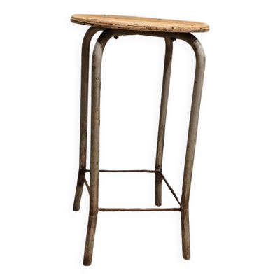 Tabouret d atelier haut en bois et metal