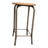 Tabouret d atelier haut en bois et metal