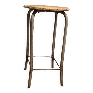High workshop stool in wood and metal
