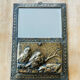Art Nouveau mail rack in brass repelled beveled mirror early twentieth century