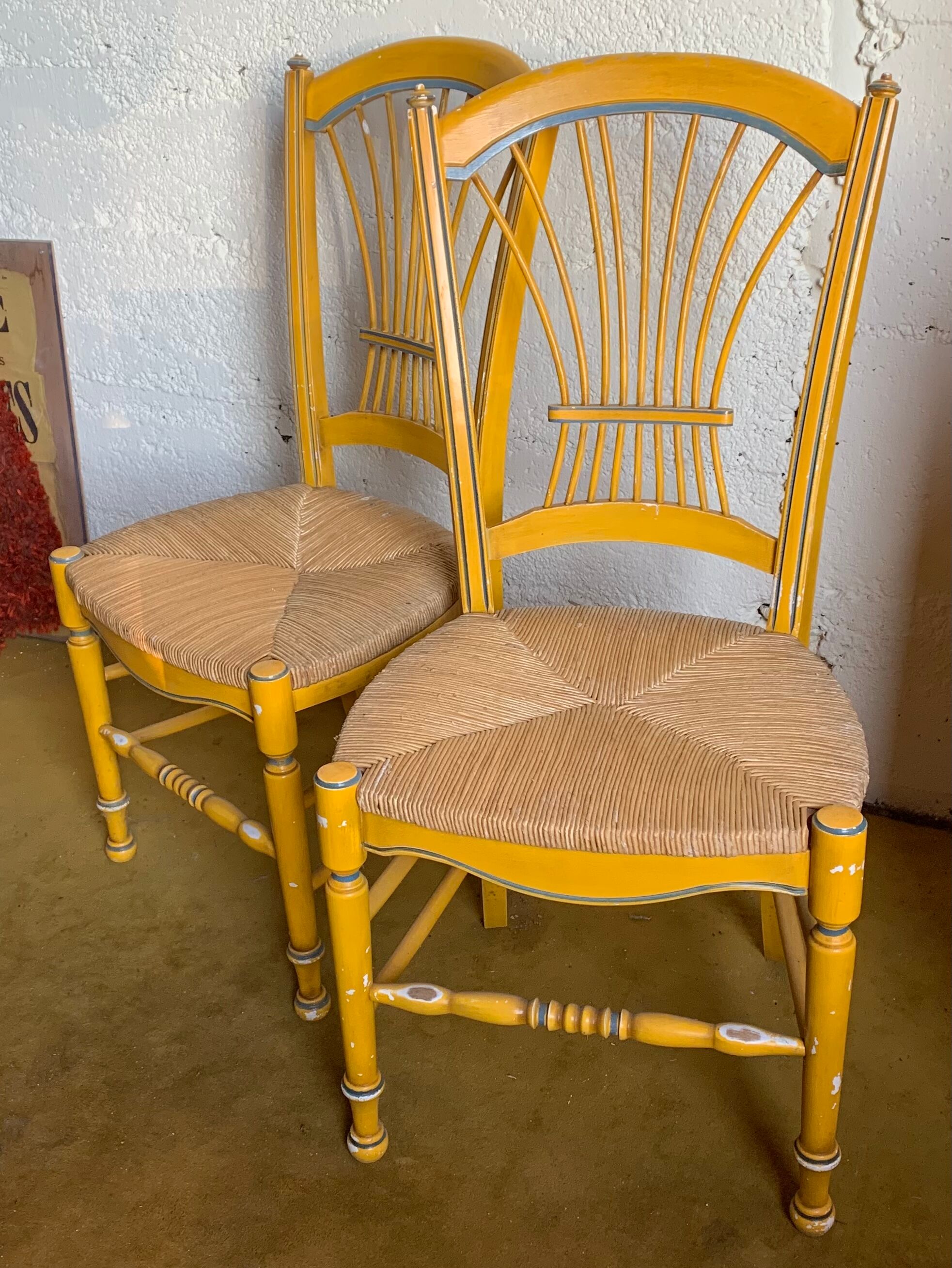 Duo of mulched Provencal chairs