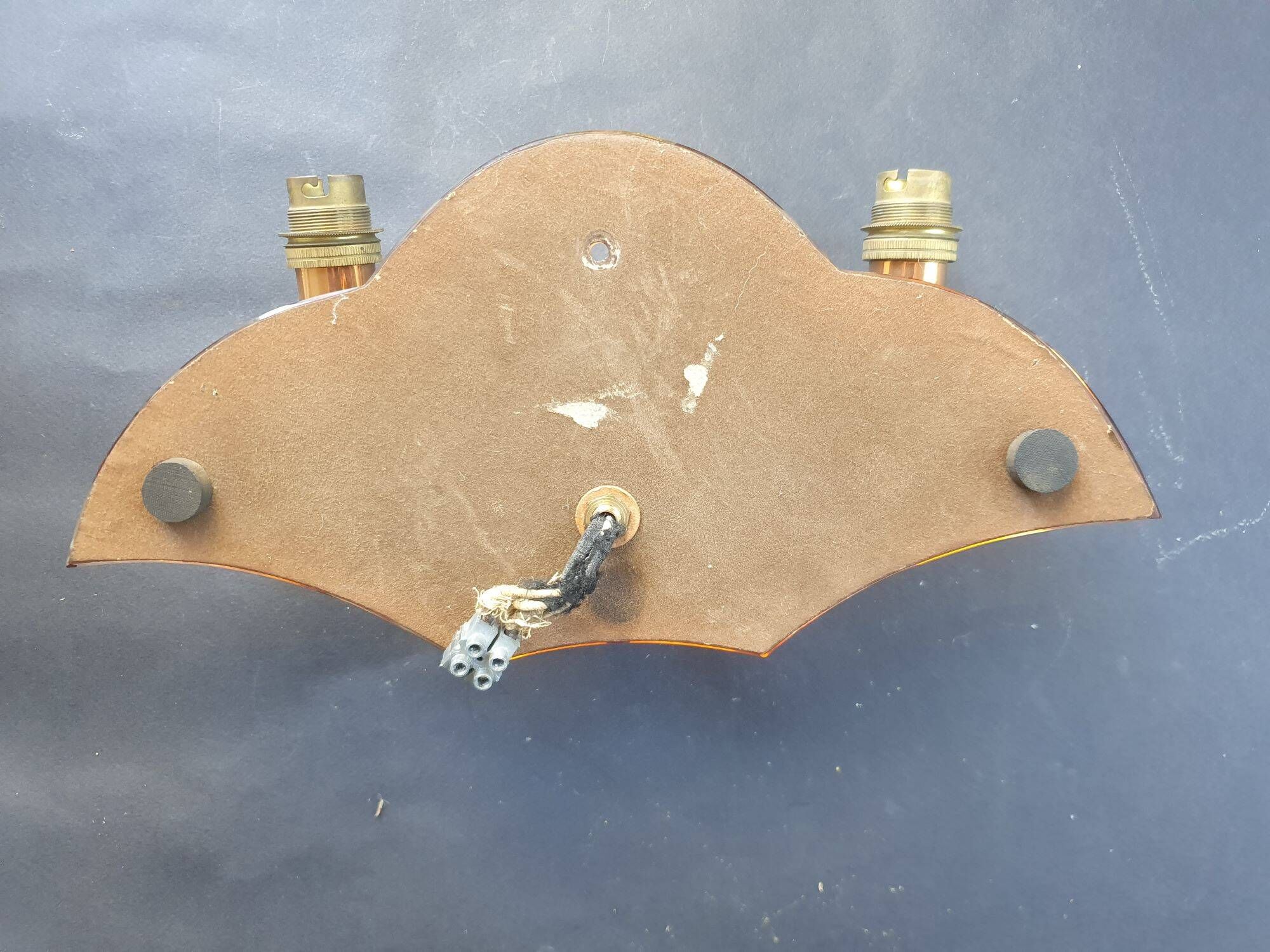 Copper wall lamp with 1940s Art Deco shades.