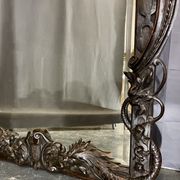 Mirror 191x122 cm period XIXth in natural wood, decoration of chimeras, satyrs