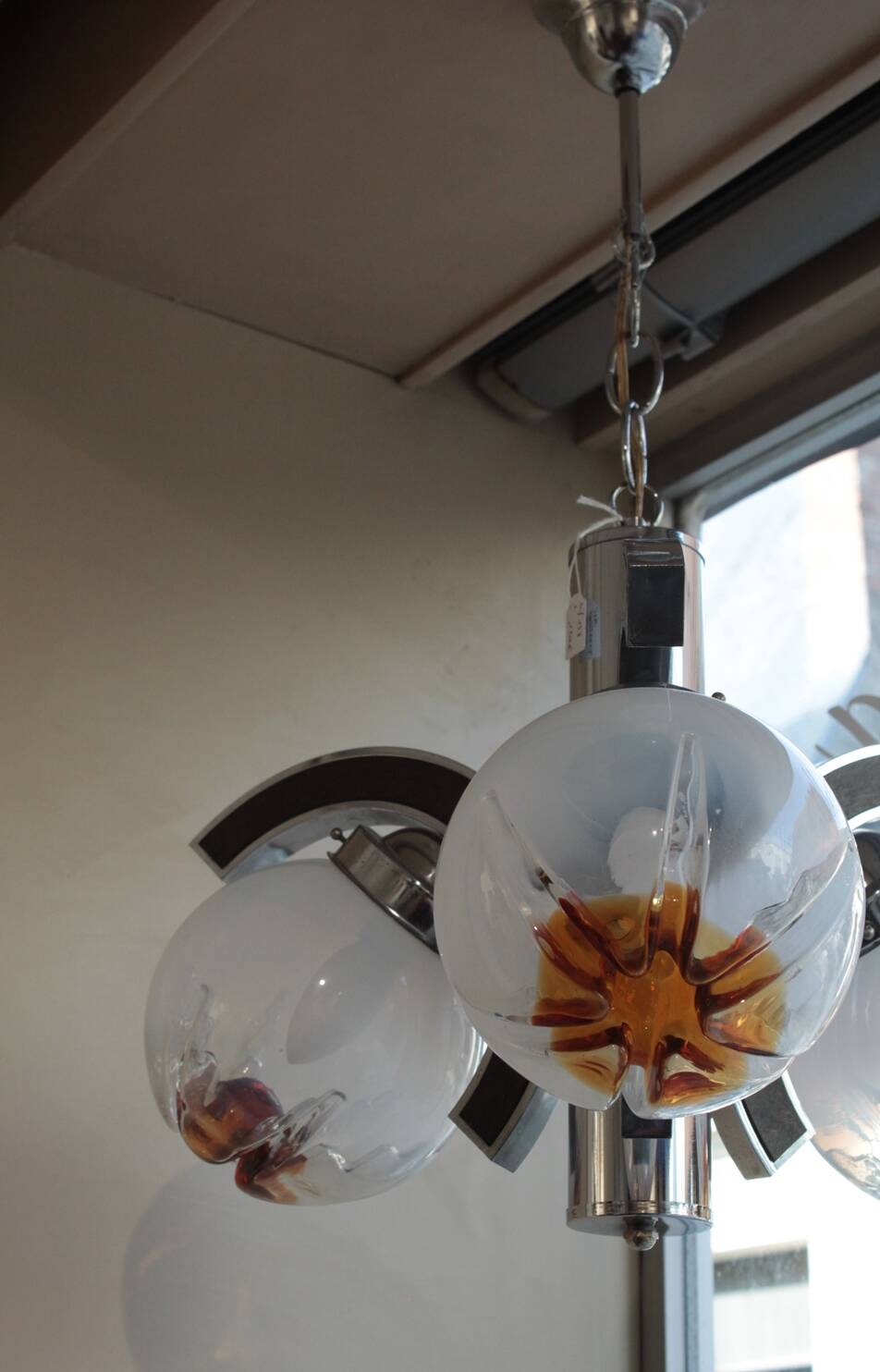 Chandelier with 3 arms of light Gaetano Sciolari Mazzega, circa 1970