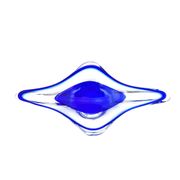 Grande Coupe Hospodka Cristal Bohême Sommerso Liseré Bleu Cobalt