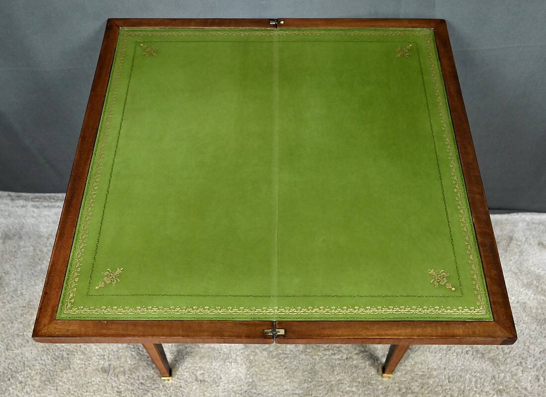 Small game table in marquetry, Louis XVI style – early 20th century